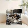 Cozy Tabby Cat Sleeping Pillowcase, Realistic Pet Photo Cushion Cover, Soft Home Decor for Living Room Bedroom Sofa