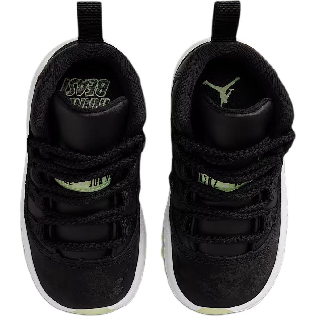 Air Jordan 11 Retro TD Czarne Ciemny Rodzynek Buty dla Niemowląt Szare Białe Ledwo-Volt IB1380-001