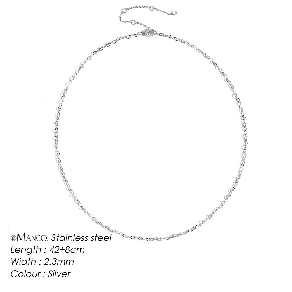 EManco Classic Dainty Heart-Shaped Rope Chain Necklace 14K Gold Plated Stainless Steel Women s Engagement Jewelry 42CM Extend 8CM