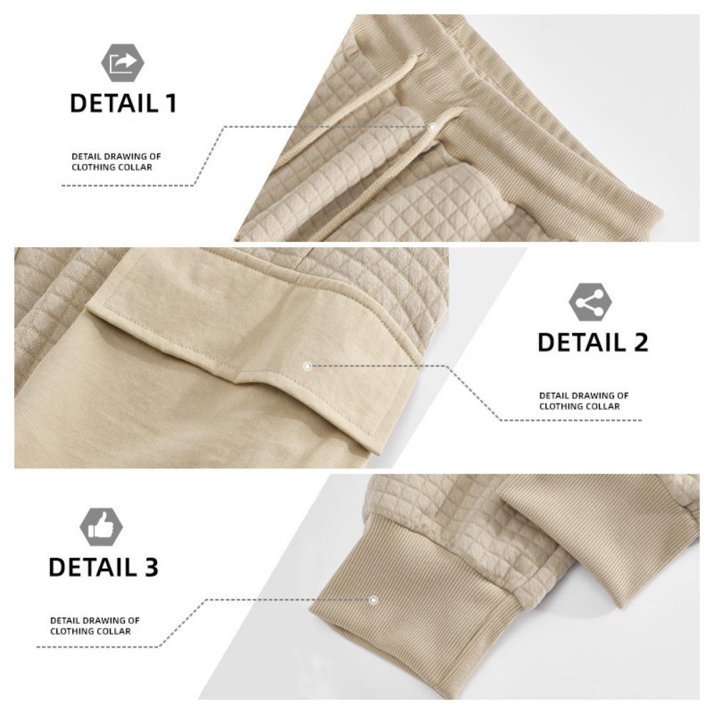 New Men's Sports Thick Multi Pocket Jacquard Small Square Casual Work Pants Men Clothing Streetwear Men Cargo Pants