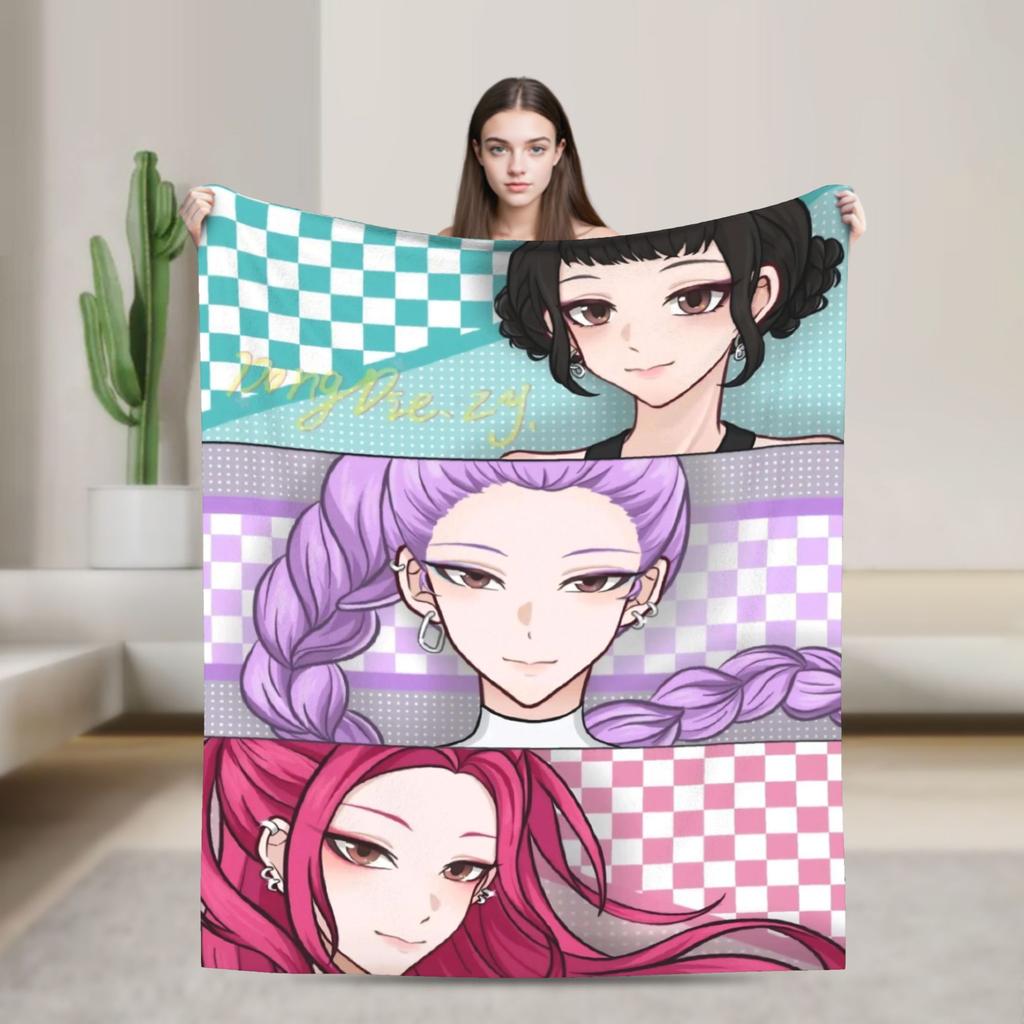 Demon KPop Blanket Soft Funny Plush Throw Blanket For Kids Bedroom Flannel Bedspread Bed Cover
