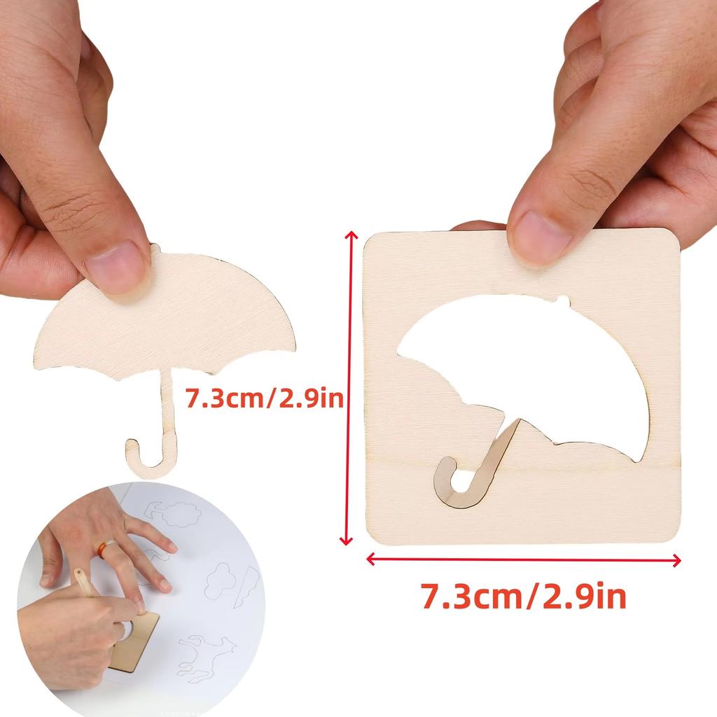 20pcs Wooden Montessori Drawing Stencils Kids DIY Creative Learning Educational Craft Family Interactive Art Painting Gift Toy