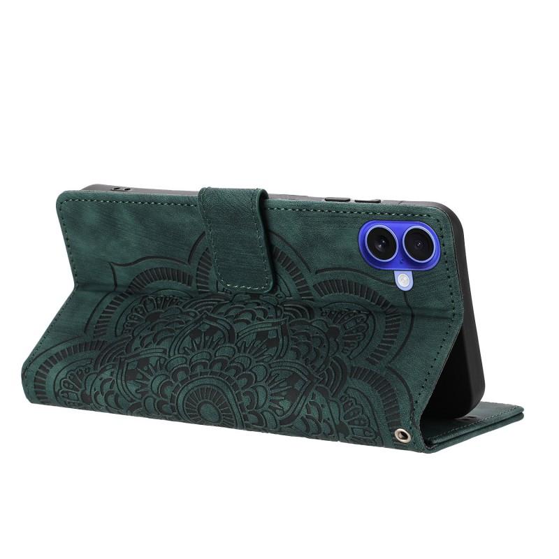 Für iPhone 17 Hülle mit 2 Stück gehärtetem Glas WANLONFENG MTL Serie Mandala Leder Handyhülle