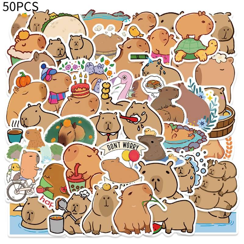 Cute Cartoon Capybara Stickers 50 Pack Waterproof For Skateboards Luggage And Phones
