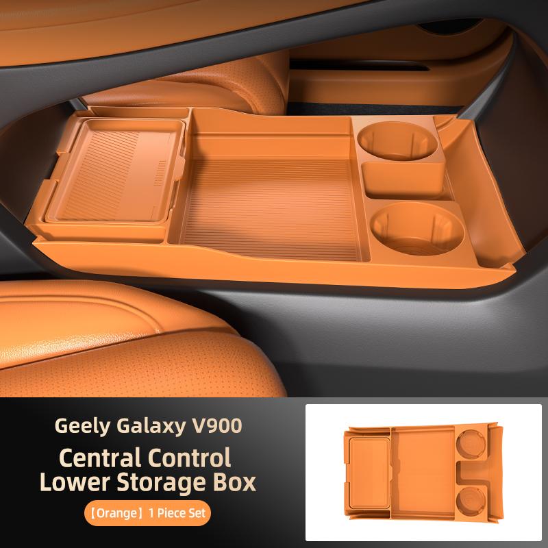 For Geely Galaxy V900 2025 2026 Central Control Storage Box, Double Layer Waterproof Anti-Slip Car Organizer with Privacy Cover