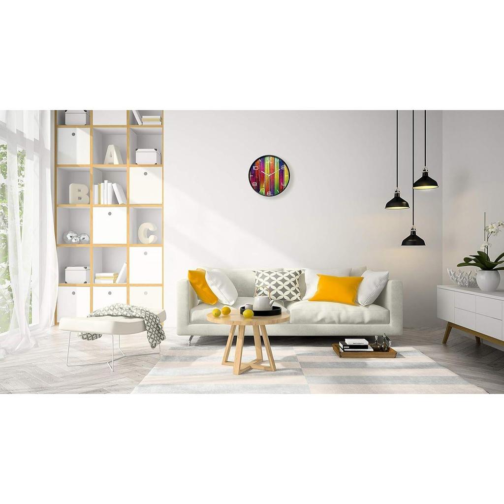 12-inch Designer Plastic Analogue Round WallClock for Home, Kitchen, Living Room, Bedroom, Office (30 cm x 30 cm x 6 cm)