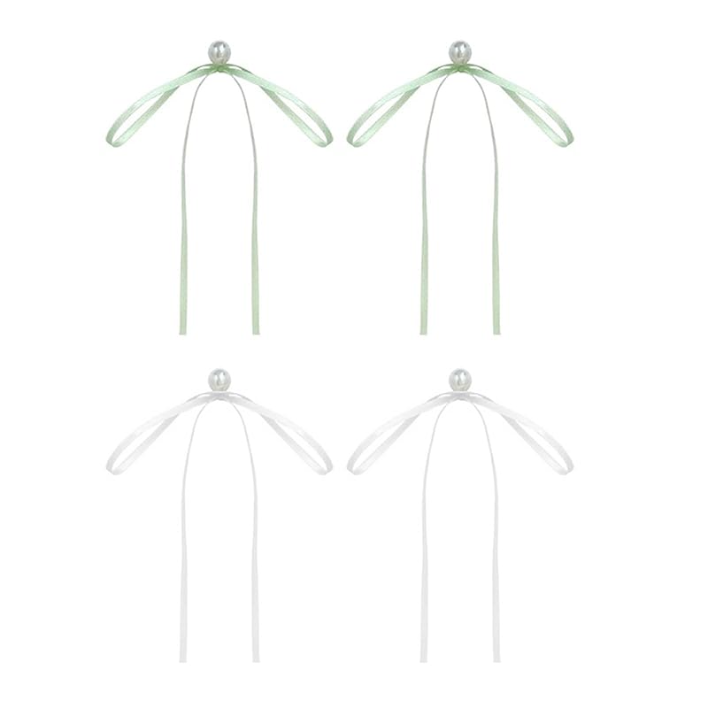 

YANHUILAY earrings Ladies [2 pairs] long earrings Popularity Compatible with metal allergies pearl ribbon earrings cute Stylish wedding birthday party