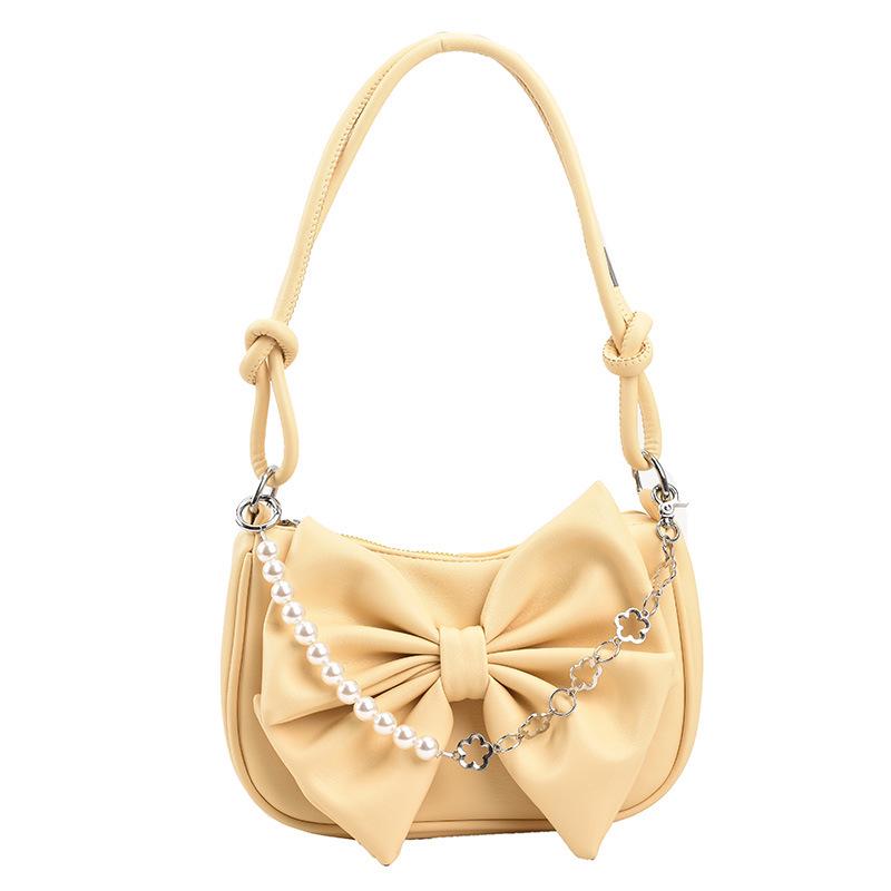 

Bowknot Pearl Chain High-End Trendy Crossbody & Shoulder Bag for Women жёлтый