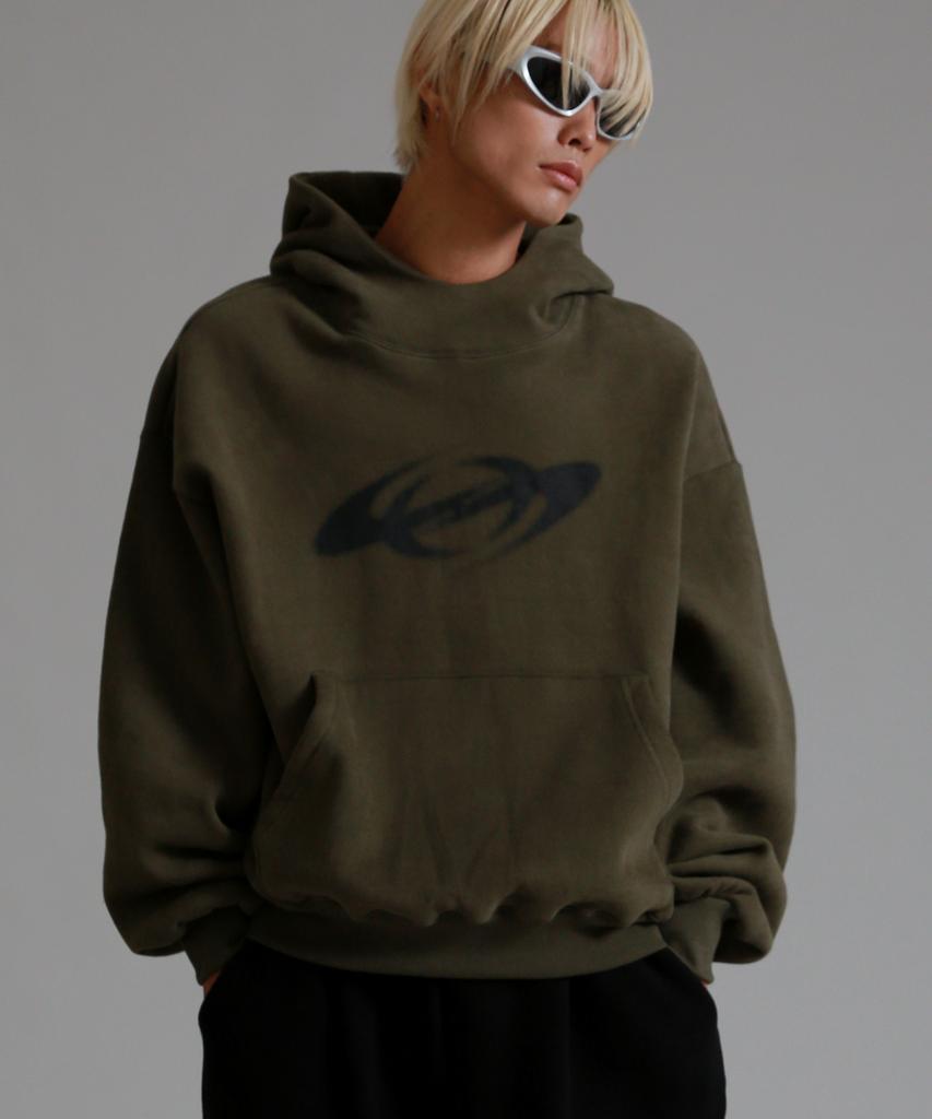 Effect Peach Skin Over Hoodie_Khaki Brown