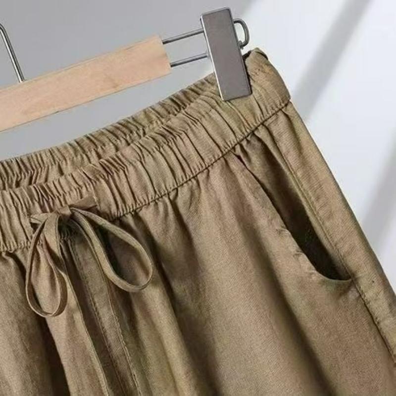 Cotton and Linen Wide-leg Pants Women's Zen Clothes Autumn High Waist Drape Cotton and Linen Nine-point Pants Plus Size Casual Pants