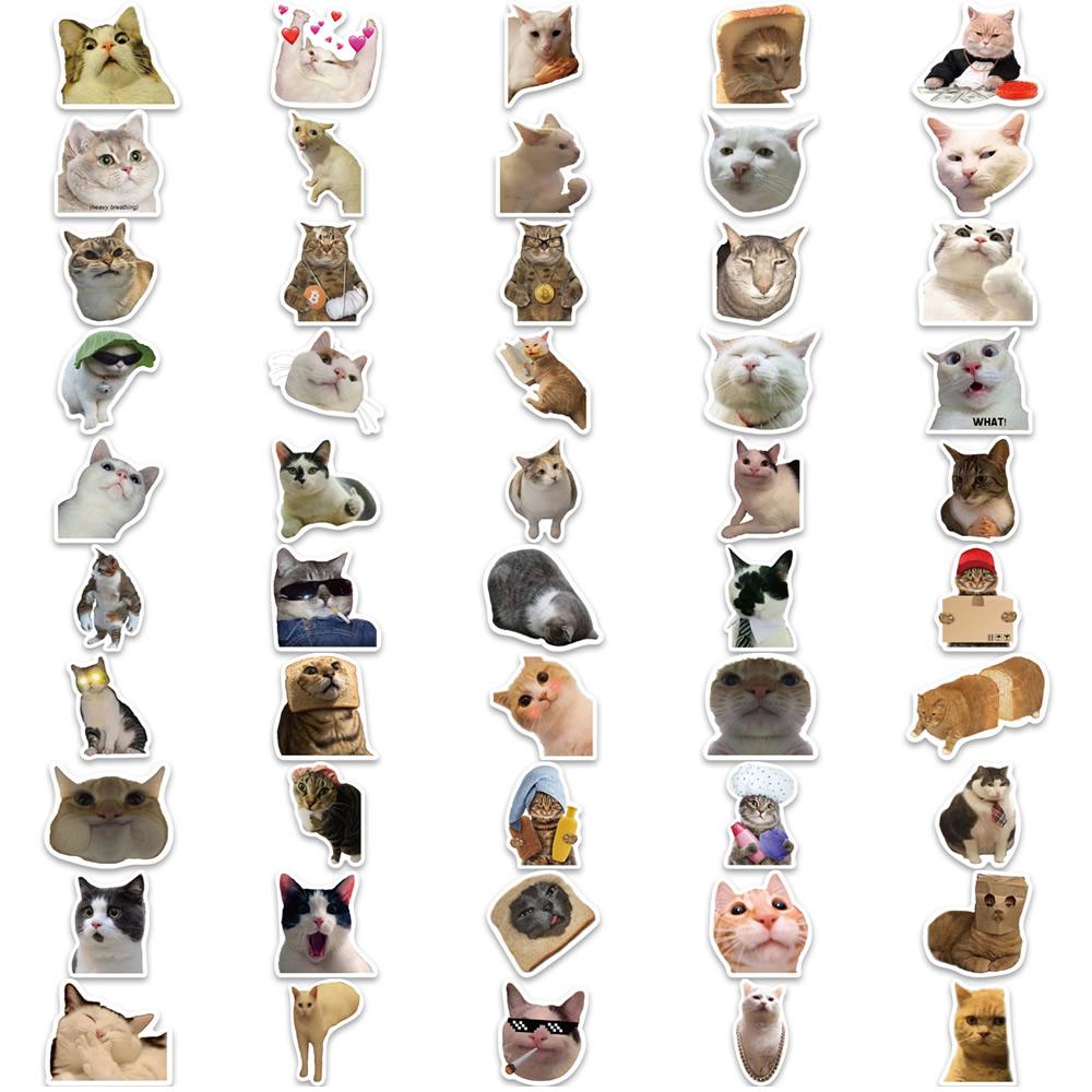 100/1000Pcs Funny Cute Cat Meme Animals Stickers Kawaii Decals Scrapbooking Notebook Luggage Laptop Skateboard Sticker Toy