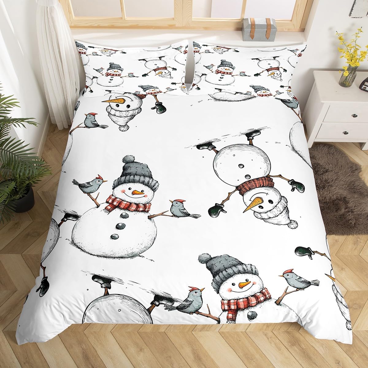 

Girly Pink Printed Duvet Cover King Size Christmas Alpaca Gift Quilt Cover Christmas Tree Bedding 3 Pcs For Kids Bedroom Decor EU Single(135x200cm)