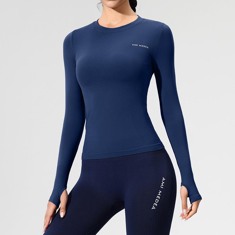 

Женский топ с длинным рукавом и круглым вырезом для йоги и пилатеса, для бега и фитнеса Large