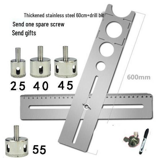 Adjustable Multifunctional Tile Hole Punch and Positioning Ruler