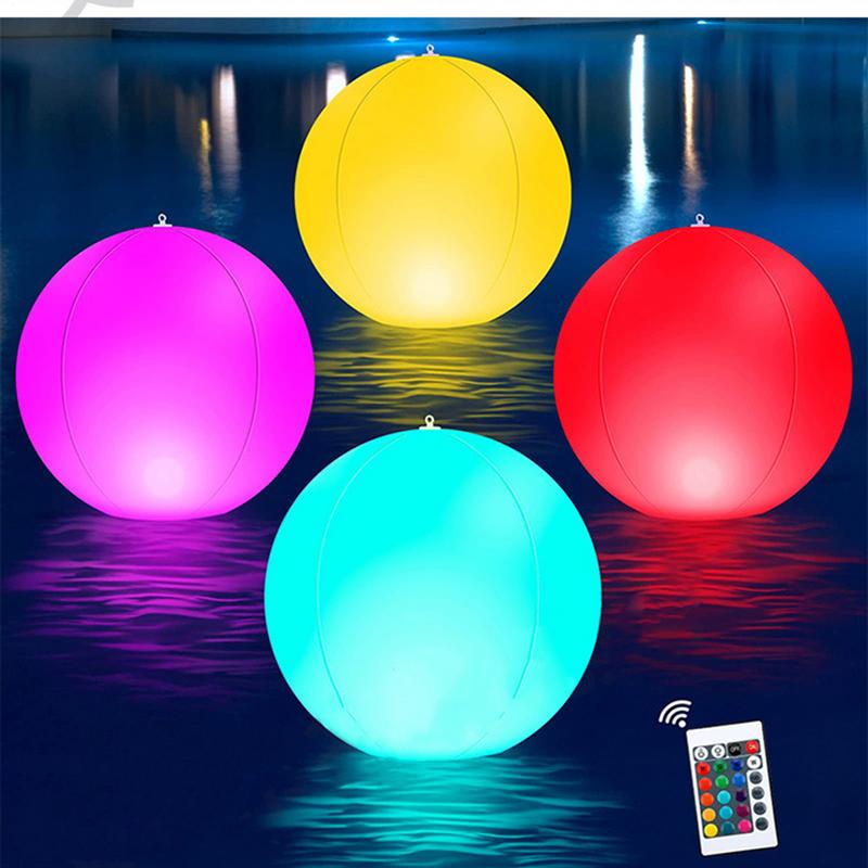 16 Colors Floating Pool Lights 38cm Large Inflatable Pool Beach Ball For Water Pool Party Outdoor Balloon LED Garden Ball Light