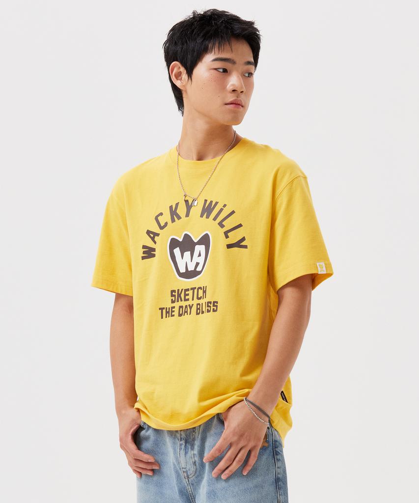 WACKY WILLY Point Graphic Short Sleeve T-Shirt Yellow