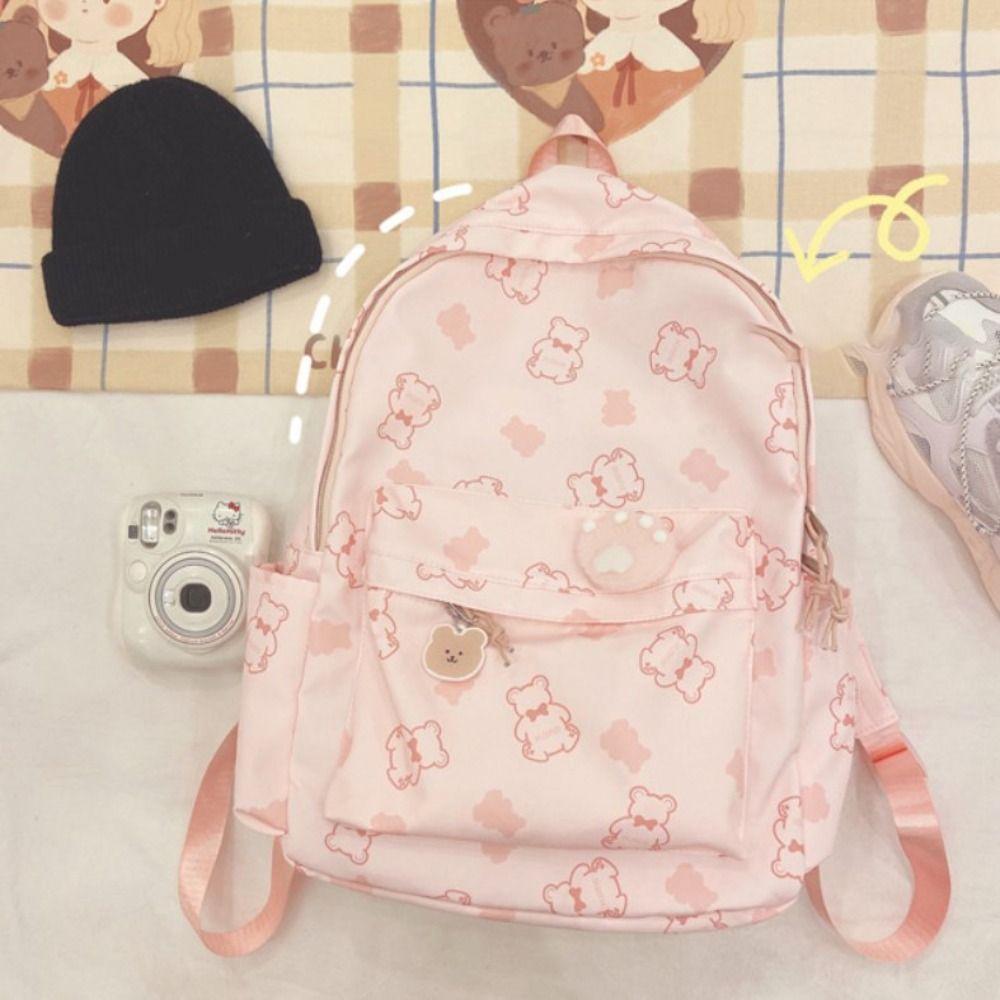 Bear Pattern School Backpack Large Capacity Travel Bag New Schoolbag