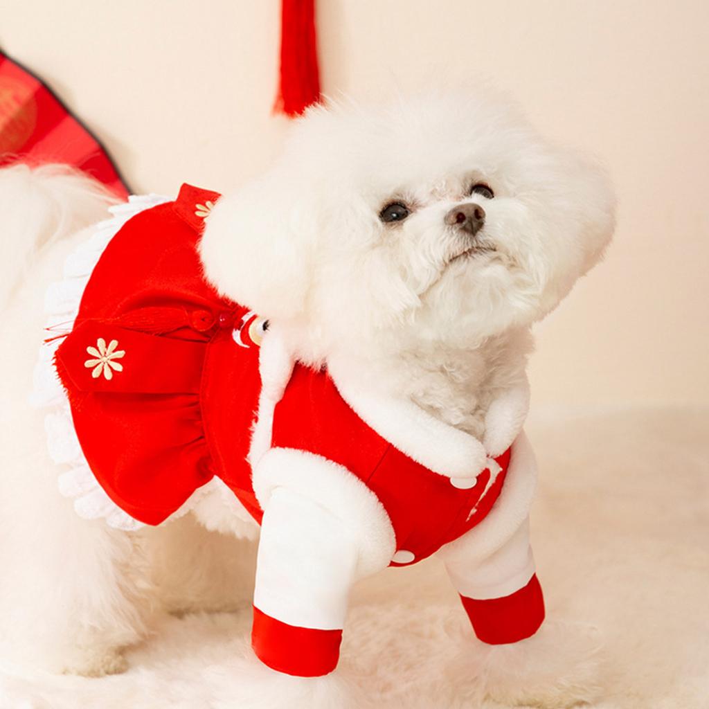 Pet Dog Tang Costume Warm Clothes Festive Dog Snowsuit Gift for Large Dog Thicken Puppy Tang Costume Qipao Outfit