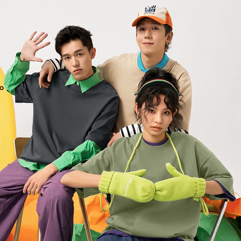 GENIOLAMODE Unisex Baumwoll-T-Shirt mit kurzem Ärmel und Happy Girl Aufdruck