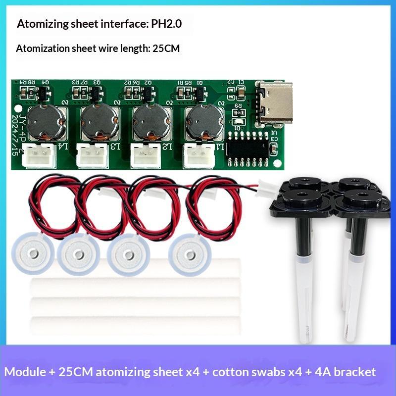 1 Set Diy Ultrasonic Nebulizer Dc5V Unswitched 4 Spray Humidifier Module Atomization Control Board Type-C Interface