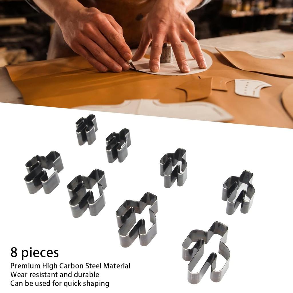 Leather Cutting Dies 8pcs, High Carbon Steel Cactus Shaped Punching Tool Metal Leather Craft DIY Cutting Mold for Leather Crafts and Other Art