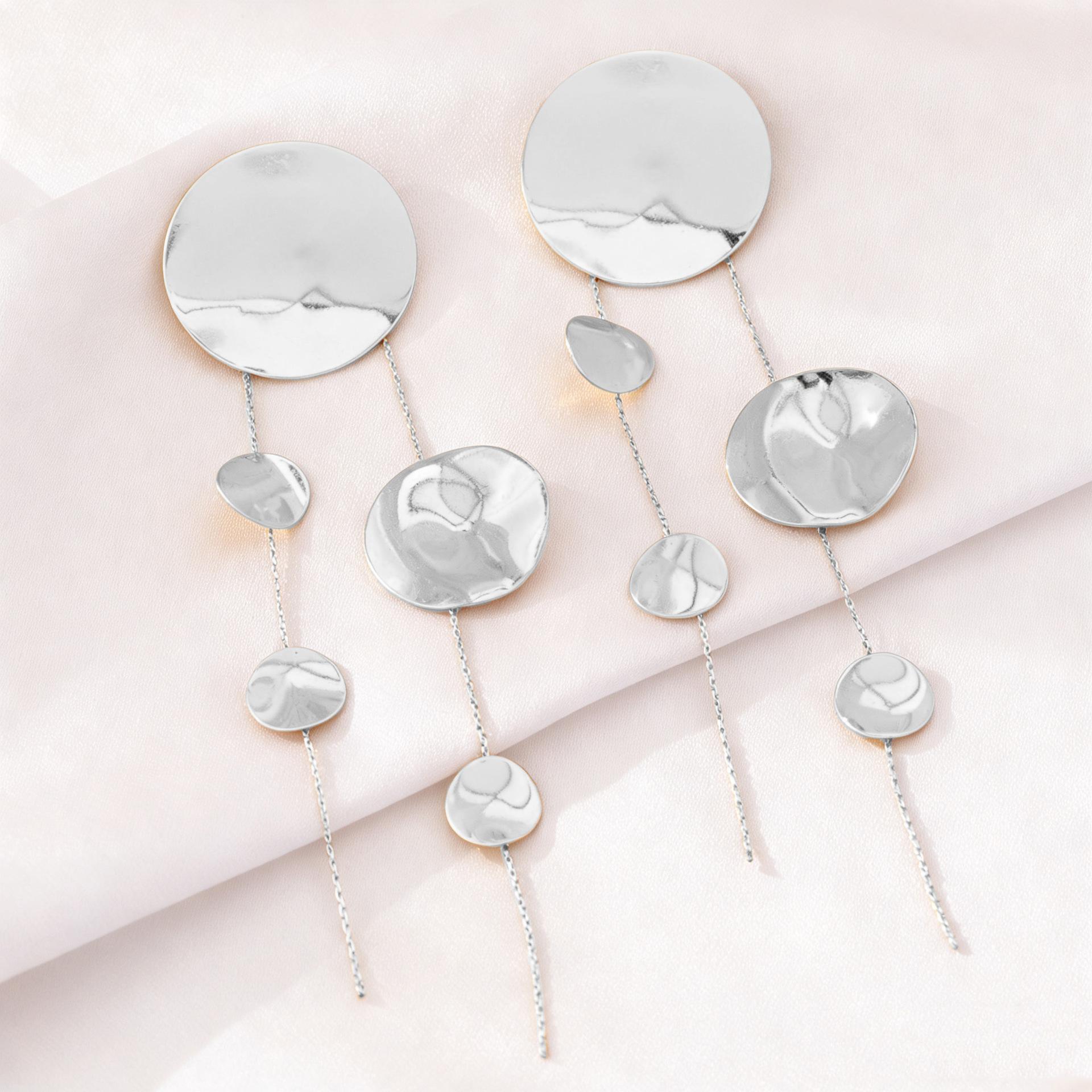 

Creative splicing personalized geometric disc earrings, women s fashion temperament, long earrings, fashionable and versatile срібло сірий колір