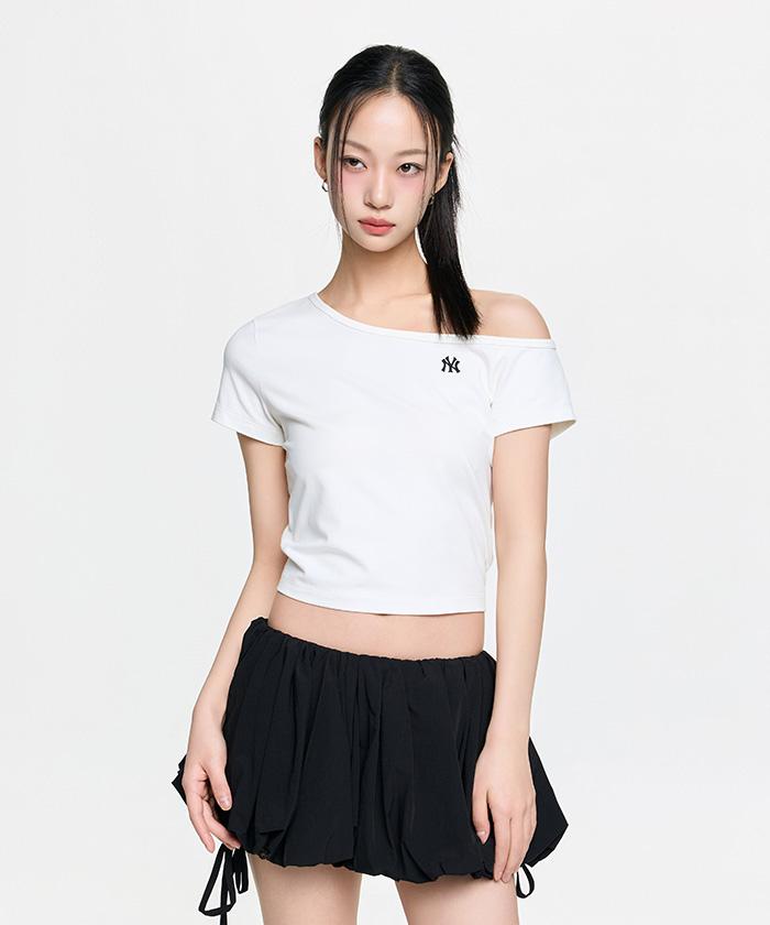 Emelbi Women'S Basic Off-Shoulder Short Sleeve T-Shirt Ny (Cream)