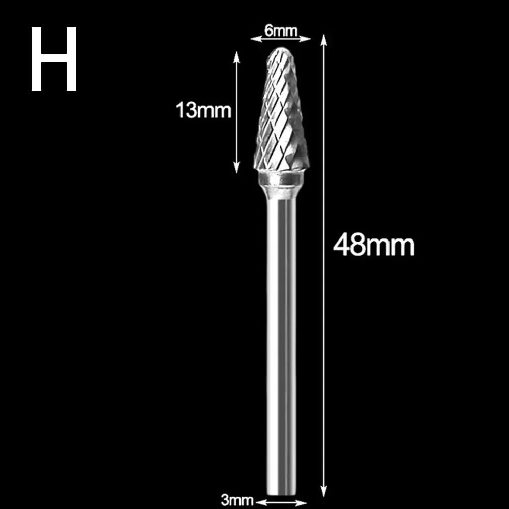 3x6mm Hartmetall-Fräser Rotationsfeile Bohrer Die-Grinder Schnitzwerkzeug Doppelschnitt Solide Elektrowerkzeuge Metall Holz Fräser