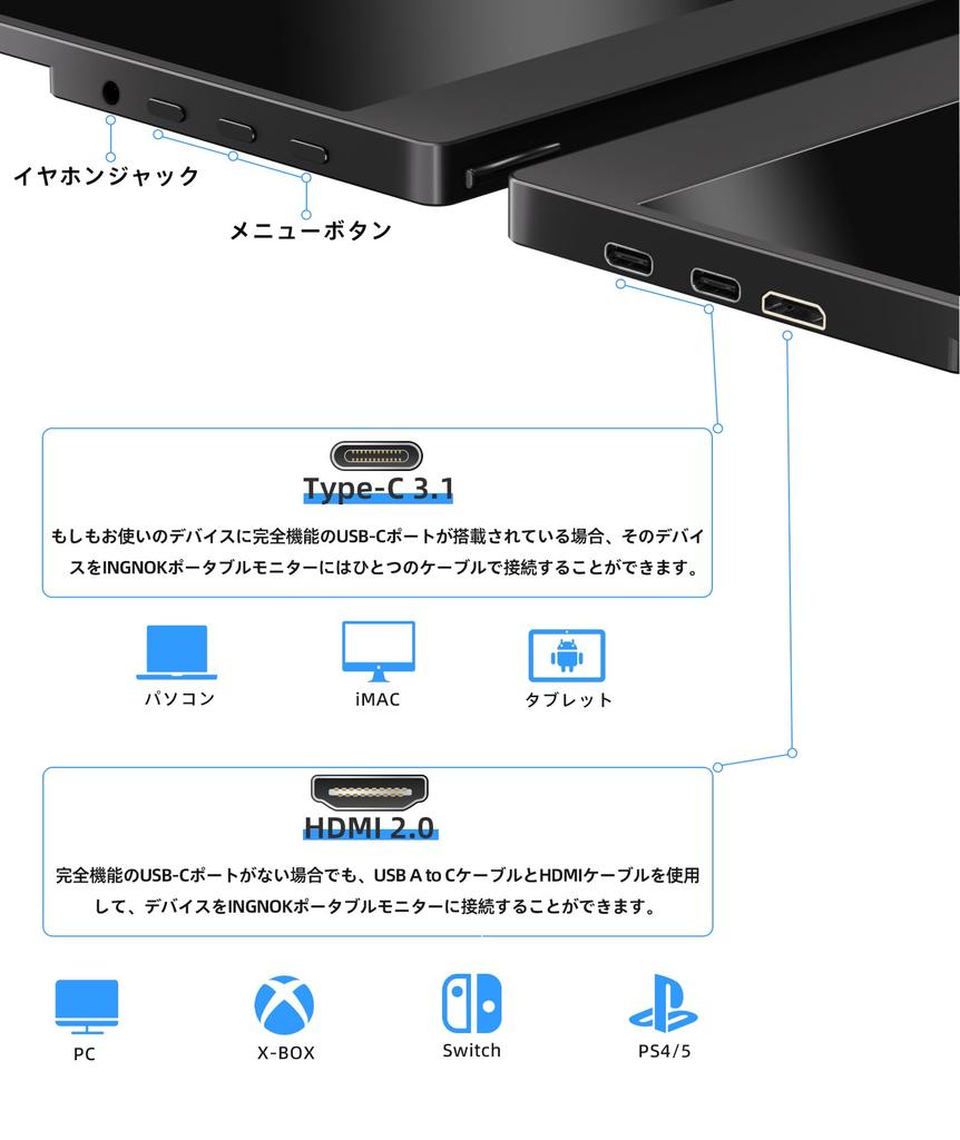 Ingnok mobiilne ekraan Tolline mobiilne ekraan FHD matt ekraan IPS LCD paneel miniHDMI koos alusega Ühildub arvetega 15.6 A+ USBType-C