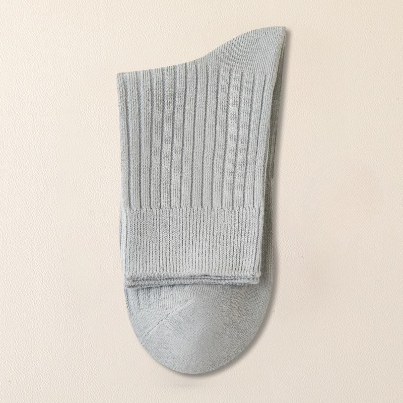 Pure Cotton Men's Antibacterial Double-needle Socks - Mid-length Winter Anti-odor and Sweat-absorbing Long Stockings