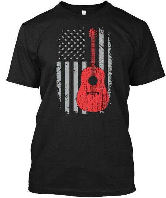 Acoustic Guitar Independence Day T-Shirt Made in the USA Size S to 5XL