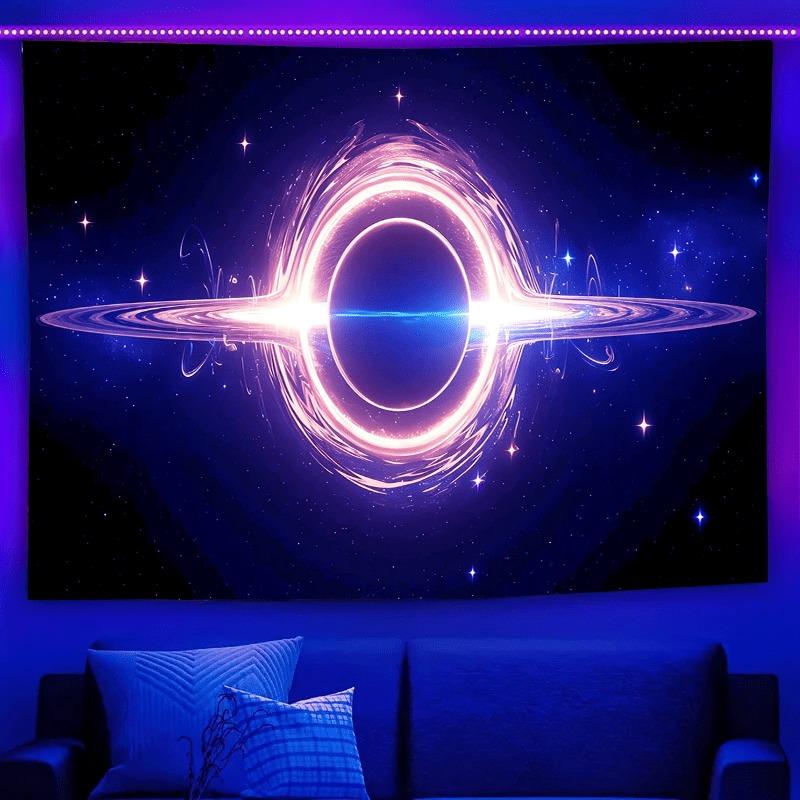 Ultraviolet Cosmic Black Hole Luminous Tapestry, Indoor Mood To Create Atmosphere, Psychedelic Luminous Art, Bedroom Decoration