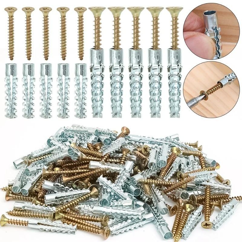 Carbon Steel Serrated Expansion Screws, Concrete Wall Anchors Plug Bolt, Heavy Duty Hardware Fasteners for Home Building Wall Renovation Installation