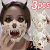 2025 New Halloween Mask Half-face Mask Cos Dragon God Fierce Tiger Night Fork Tengu Man Wolf Mask Performance Skull Masks