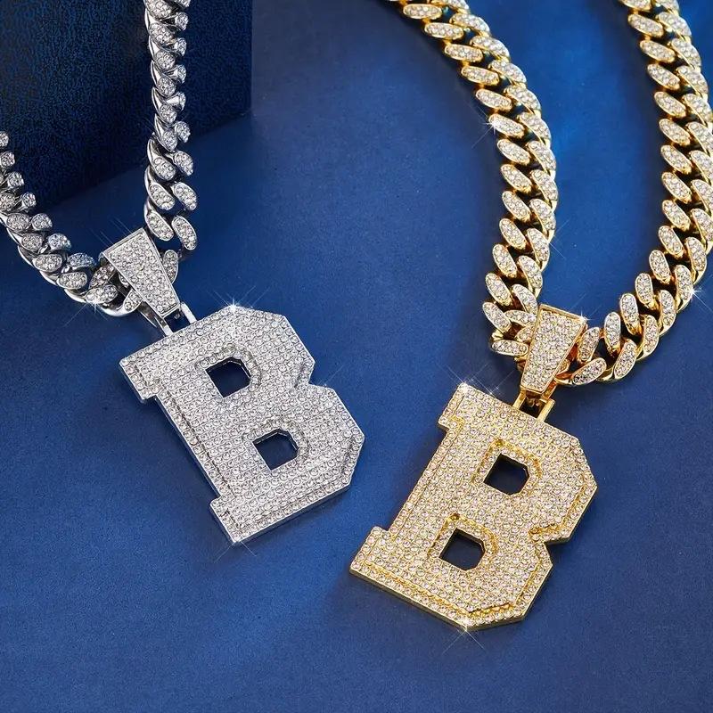 European American Trendy Hip-Hop Cuban Necklace Customizable Best Selling Alloy Rhinestone Female Pendant Fashion Necklaces