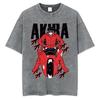 Anime Akira Vintage Washed T Shirts 90s Manga Shotaro Kaneda Graphic Tshirt Men Women Clothing Cotton Casual Oversized Tshirts