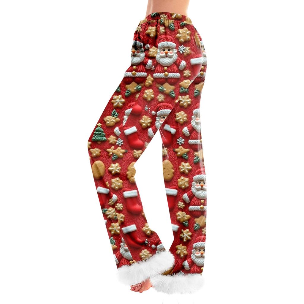 Women's Fashionable Casual Pants, Christmas  Print Pants