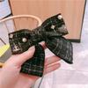 Elegant Cotton Dot Printed Hair Clips Cute Girls Plaid Bowknots Boutique Barrettes Hair Accessories Hairpins Head Decoration