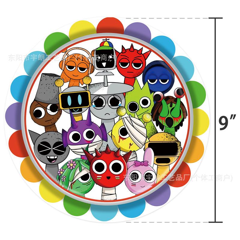 Children's cartoon prunki theme birthday party rhythm box cardboard tablecloth decoration