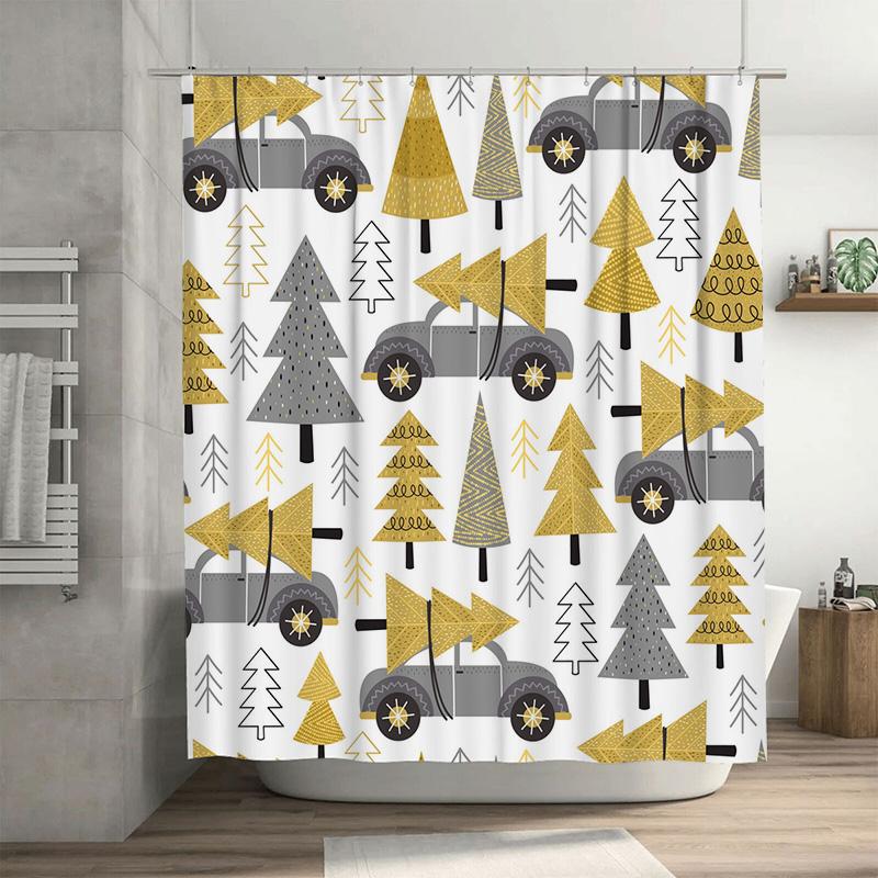 

Tu Botanical Shower Curtain Tropical Leaf Pattern Bathroom Decor Waterproof Fabric Liner Vintage Farmhouse Style Backdrop W60H190(CM)-1 Pcs