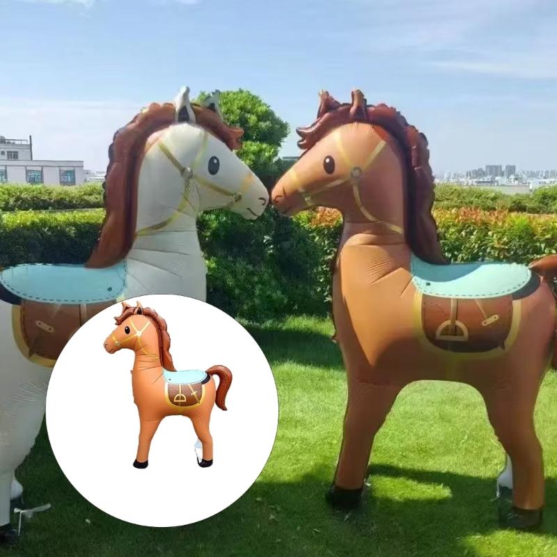 Standing Horse Shape Aluminum Foil Balloon 133x148cm For First Birthday Celebration Anniversary Photography Decoration