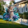2D Flat Acrylic Blue Fairy Garden Stake Wooden Sign, Outdoor Gardens and Potted Landscapes Signs, Suitable for Wall Decoration, Porch, Room, Villa, a