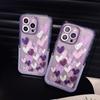 Ins Purple Love Heart Invisible Holder Case For Iphone 13 11 12 14 Pro Max 14 Plus Shockproof Cover With Stand Bracket