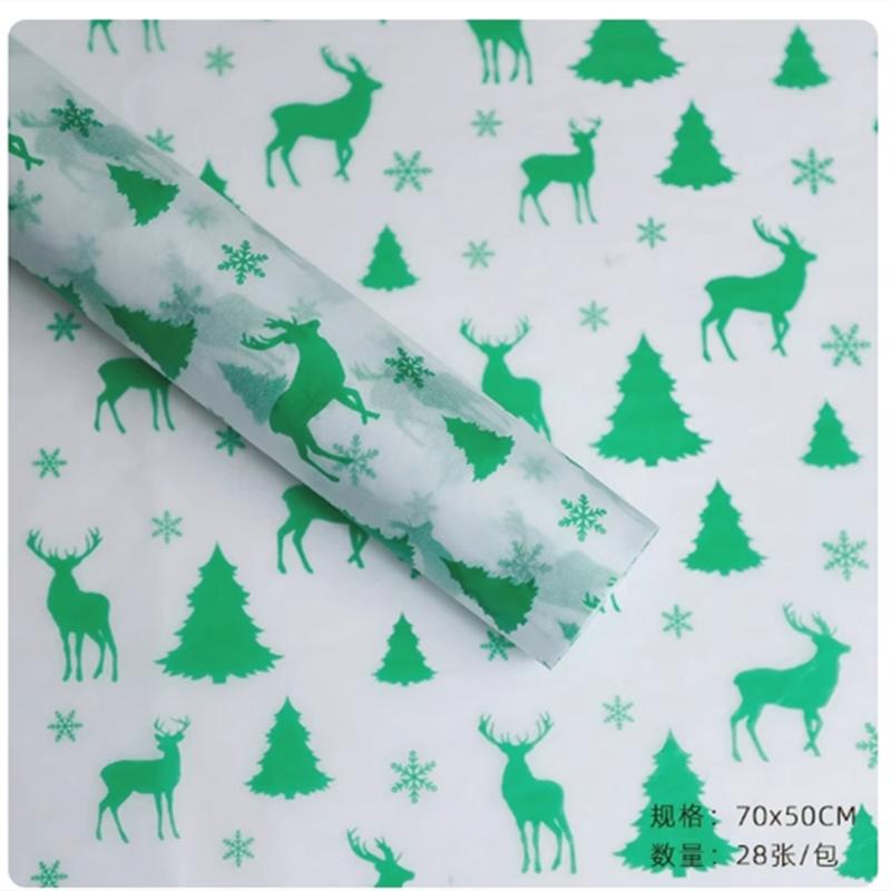 

28pcs Christmas Tissue Paper 50*70CM Handmade Wrapping Paper, Fade-Resistant Item Protection, Gift Box Filling, Durable Christmas Holiday Decor