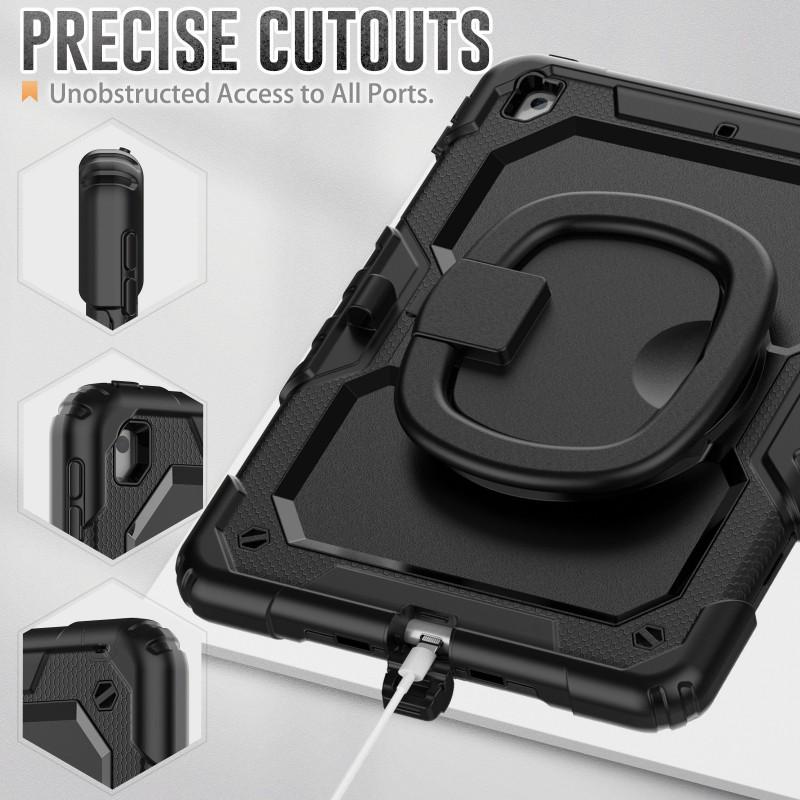 Rotating Stand Case With Wrist Strap IPad Air 11 Inch A16 Shockproof Hard Shell Cover In PC Material