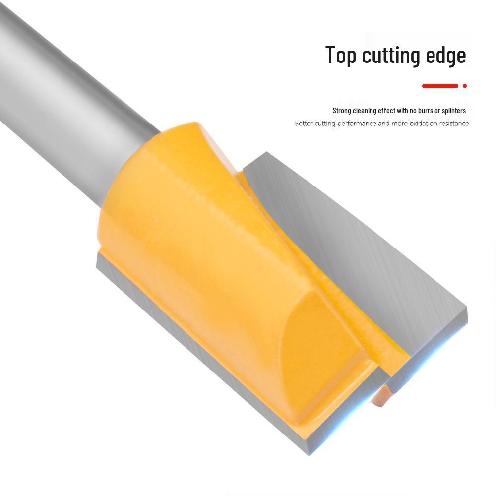 8-Piece Yellow Woodworking Router Bit Set: Patterned, Bottom Cutter, Carving, Chamfering, Countertop Milling.