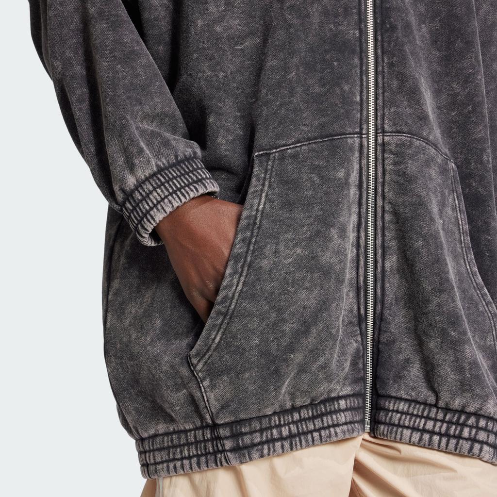 Adidas Originals Acid-Washed Oversized Zip Hoodie Women Hoodies Black JJ0331