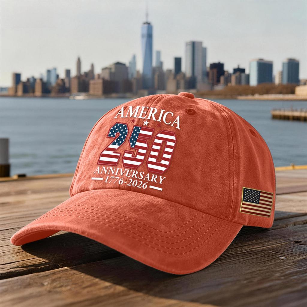 Unisex USA 250th Anniversary Printed Distressed Washed Baseball Cap | Patriotic Vintage Hat For Celebrations