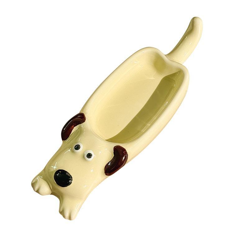 Ins Cute Ceramic Taste Plate, Creative Puppy Shape Dipping Plate, Household Chopstick Holder, Chopstick Holder, Seasoning, Soy Sauce Plate