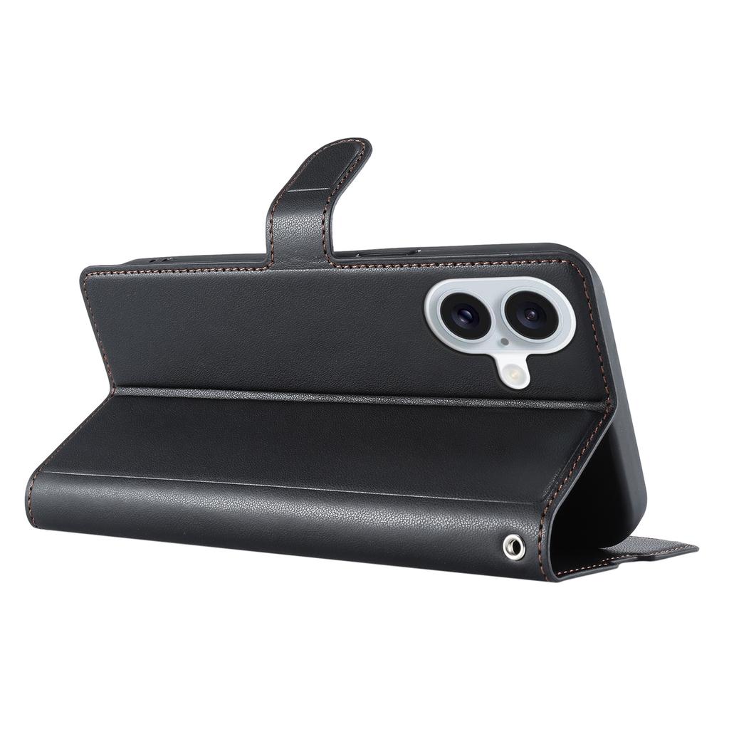 For iPhone 16 Plus Case Dots Imprinted PU Leather Flip Phone Cover with Card Slot,Strap